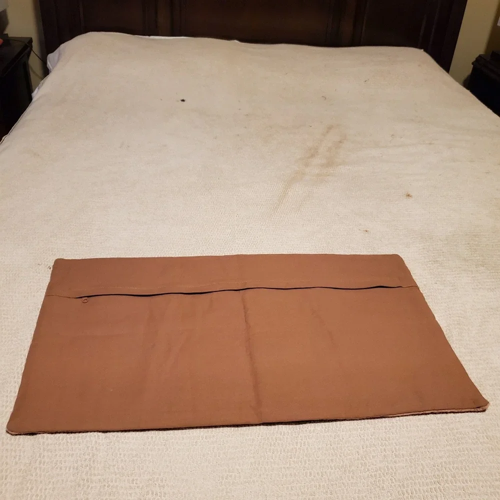 Terracotta Brown Ribbed Velvet Lumbar Pillow Sham 26x14 Cotton RN 20541 India